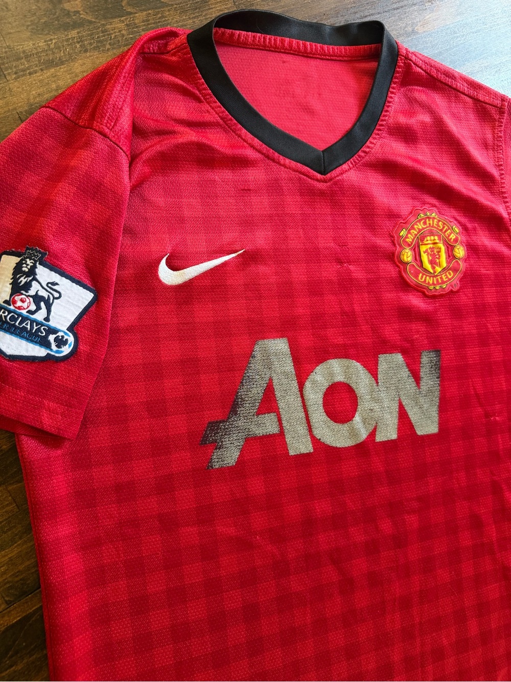 2012 Manchester United Nike Home Kit Plaid Dri-Fit Soccer Jersey Men’s Small